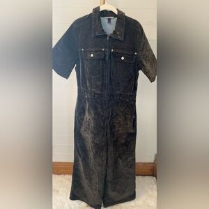 Universal Thread Women's Short Sleeve Denim Jumpsuit Olive Green NWT